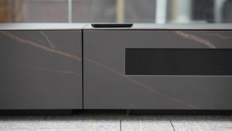 WUPRO Cinema Customizable size/material Sintered Stone Motorised Smart Integrated Laser TV Cabinet with CBSP floor rising screen