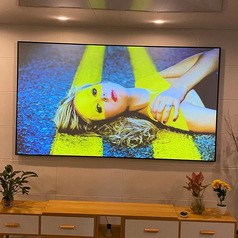 70"-150" Wupro Cinema Gallery Black Crystal ALR Ambient Light Rejecting Fixed Frame Projector Screen For Long Throw