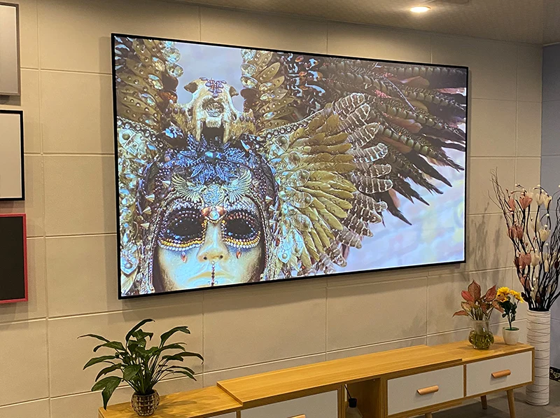 70"-150" Wupro Cinema Gallery Black Crystal ALR Ambient Light Rejecting Fixed Frame Projector Screen For Long Throw