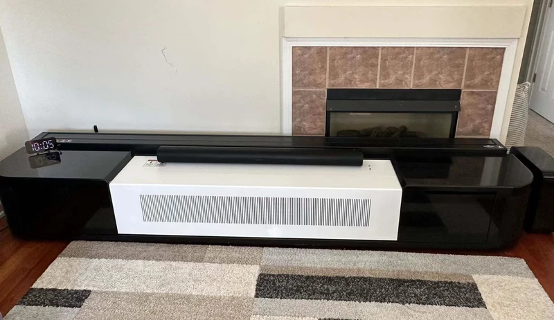 WUPRO Eterna Series Top quality solid wood smart Laser TV Cabinet with UST floor rising screen For UST Projector