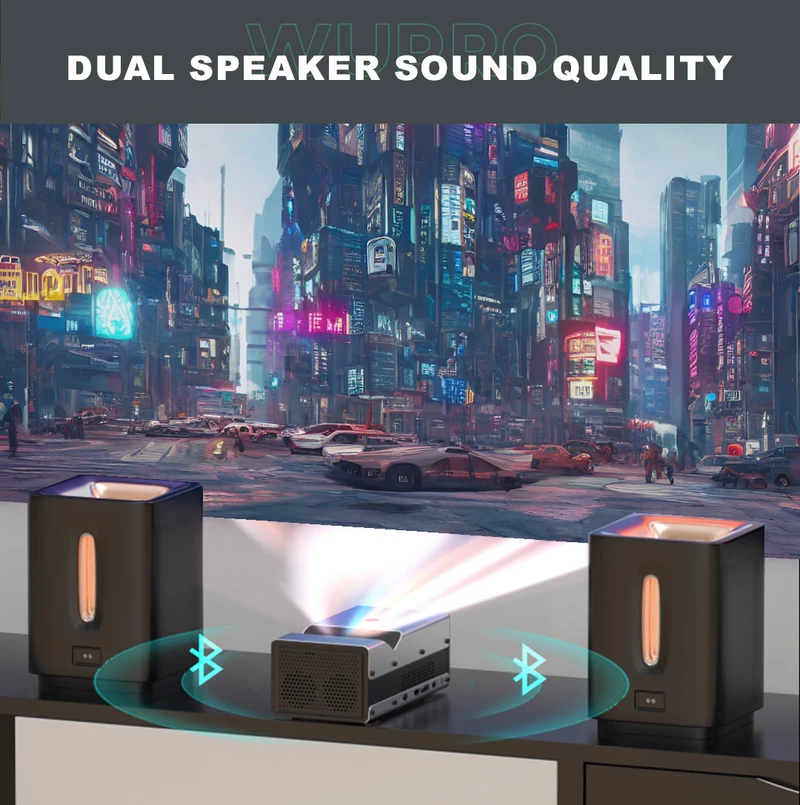 WUPRO Global Version UST Lite One Smart DLP 3D Ultra Bright Projectors Android 9.0 Portable Ultra Short Throw Projector