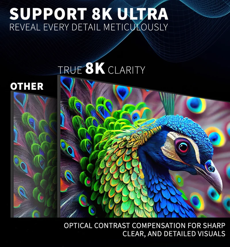 100/120inch WUPRO Cinema Fresnel Peacock Series 4K&8K UST ALR Fixed Frame Screen For UST Projector