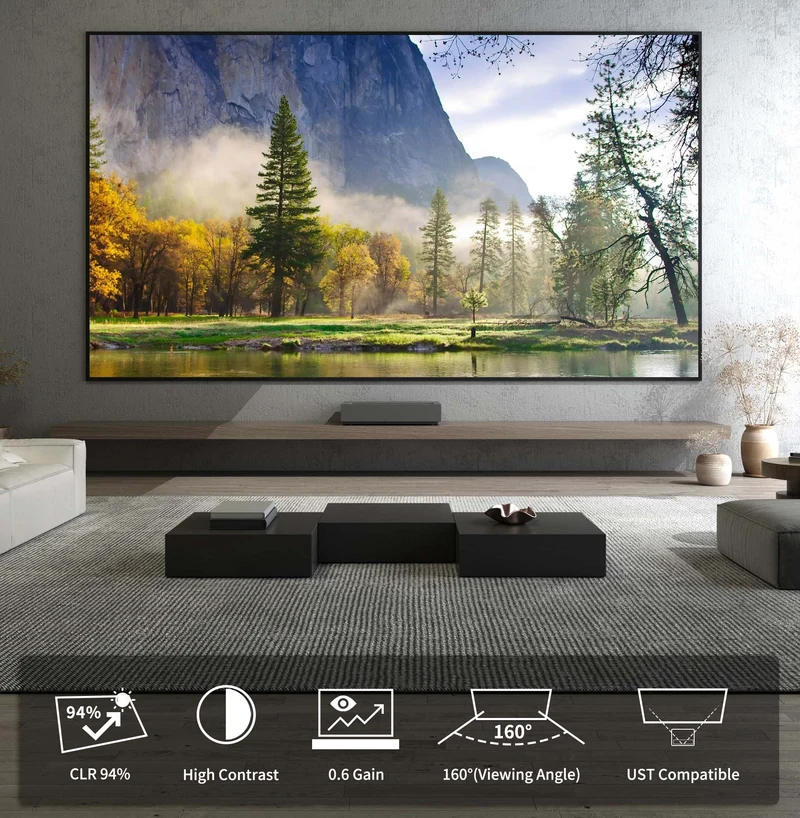 72"-150‘’ Wupro Cinema Gallery CBSP Enhanced Contrast Fixed Frame CLR ALR UST Projector Screen