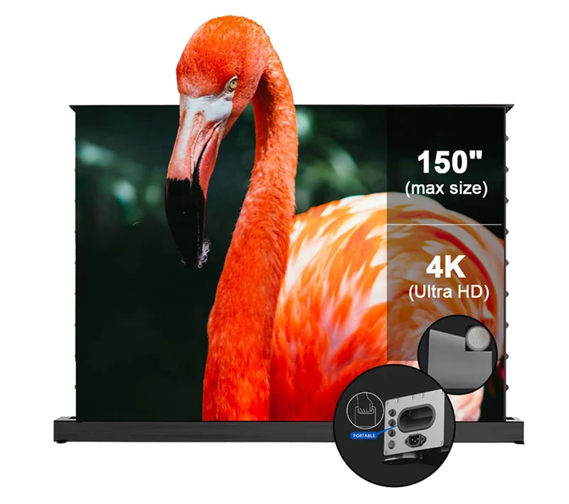 WUPRO CINEMA-LEVEL Smart Enhanced Gain Motorized Tension Floor Rising Screen For Long Throw projector