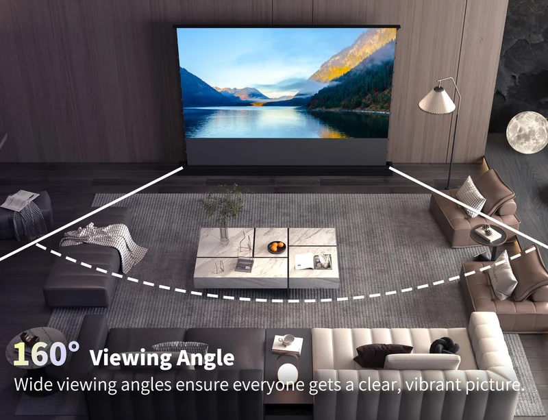 WUPRO CINEMA-LEVEL Smart Enhanced Gain Motorized Tension Floor Rising Screen For Long Throw projector