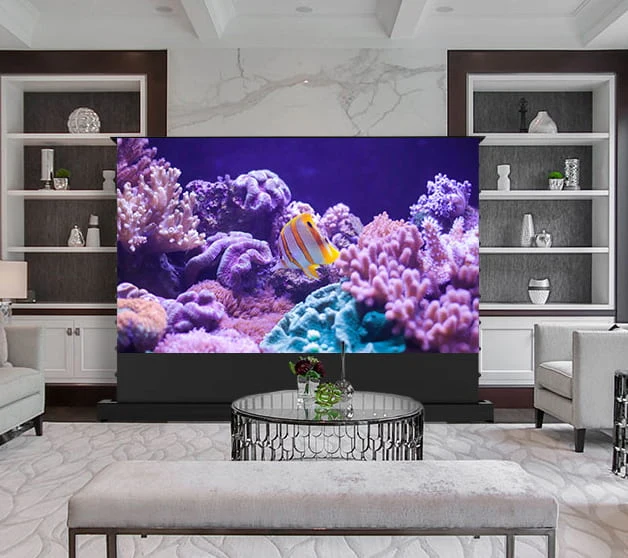 WUPRO CINEMA-LEVEL Smart Enhanced Gain Motorized Tension Floor Rising Screen For Long Throw projector
