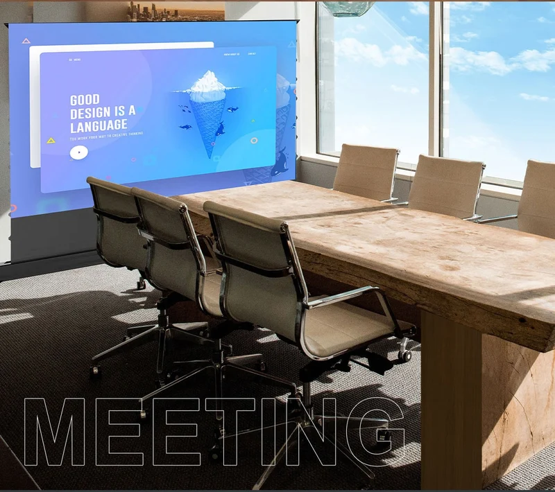 WUPRO CINEMA-LEVEL Smart Enhanced Gain Motorized Tension Floor Rising Screen For Long Throw projector