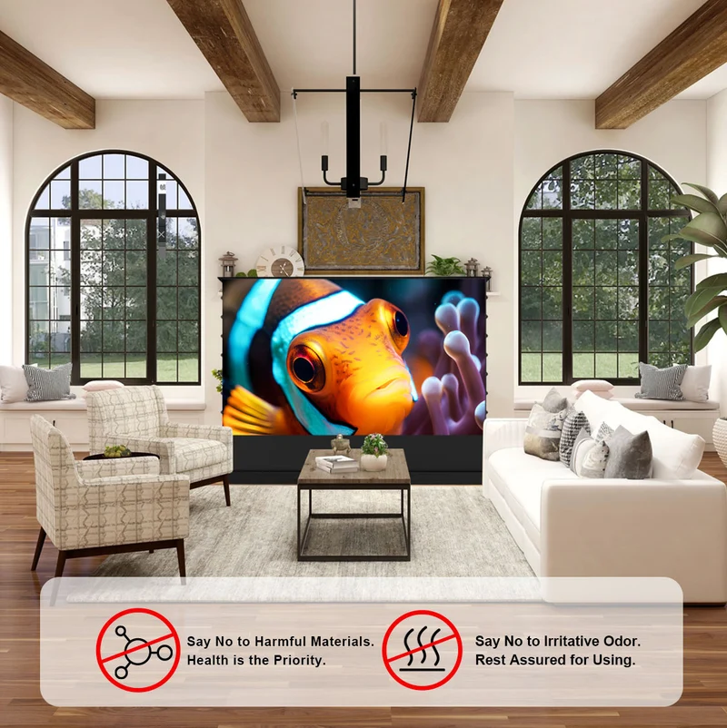 WUPRO CINEMA-LEVEL LeApex Smart CBSP Excellent Contrast Tension CLR ALR Motorized Floor Rising Screen For UST Projector