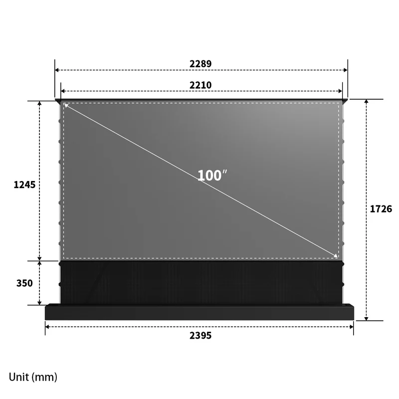 WUPRO CINEMA-LEVEL LeApex Smart CBSP Excellent Contrast Tension CLR ALR Motorized Floor Rising Screen For UST Projector