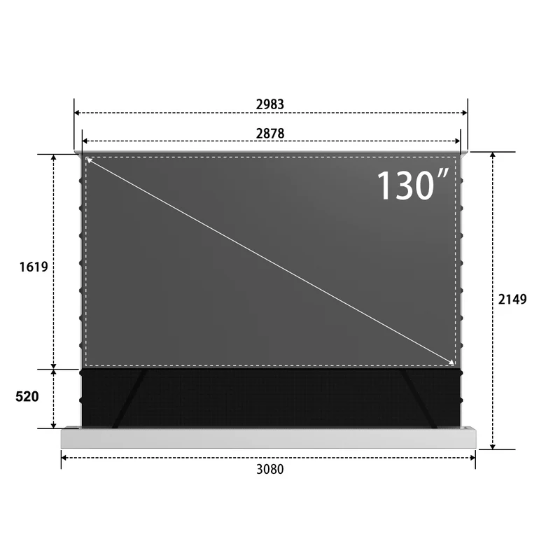WUPRO CINEMA-LEVEL LeApex Smart CBSP Excellent Contrast Tension CLR ALR Motorized Floor Rising Screen For UST Projector