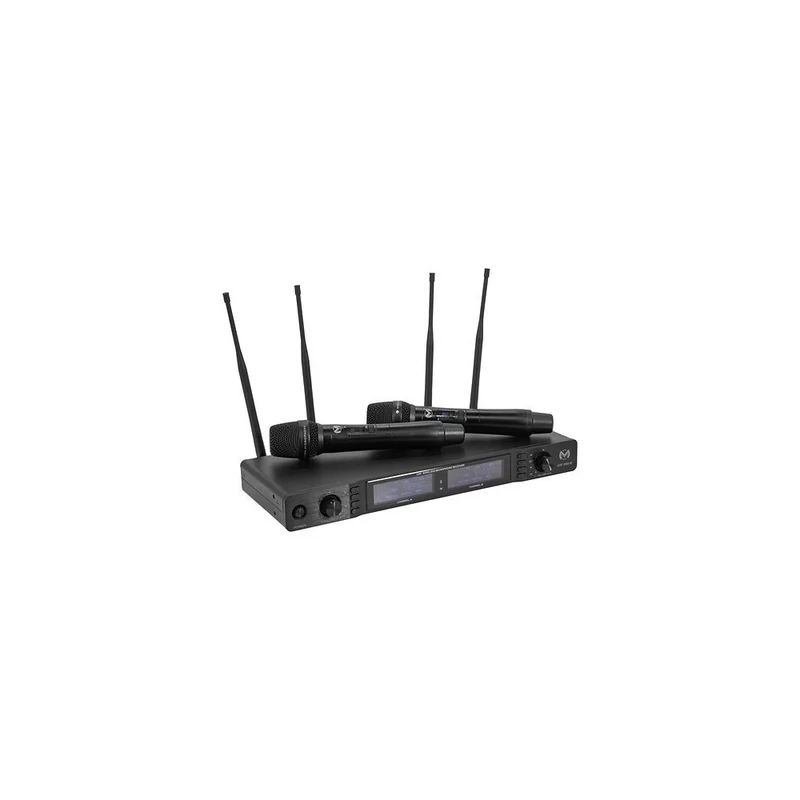 Mac Mah Dual-channel UHF wireless system with True Diversity, 50 MHz bandwidth, infrared pairing, includes two cardioid handheld