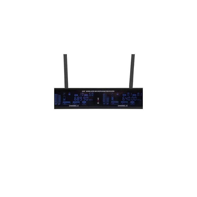 Mac Mah Dual-channel UHF wireless system with True Diversity, 50 MHz bandwidth, infrared pairing, includes two cardioid handheld