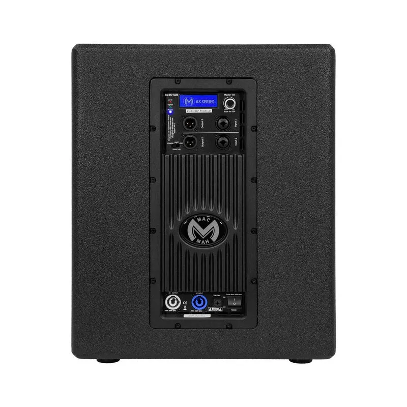 Mac Mah 600 W RMS active subwoofer, 12" driver, built-in DSP, Class-D amplifier