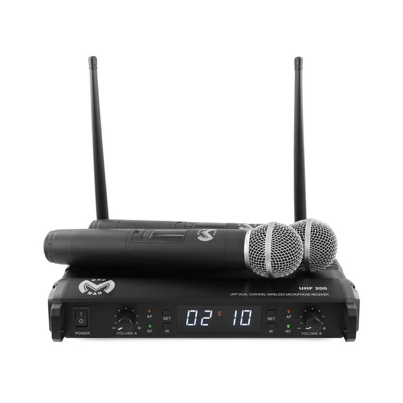 Mac Mah Complete wireless microphone, 2 handheld transmitters and 1 receiver, transmission frequencies 660 - 690 MHz