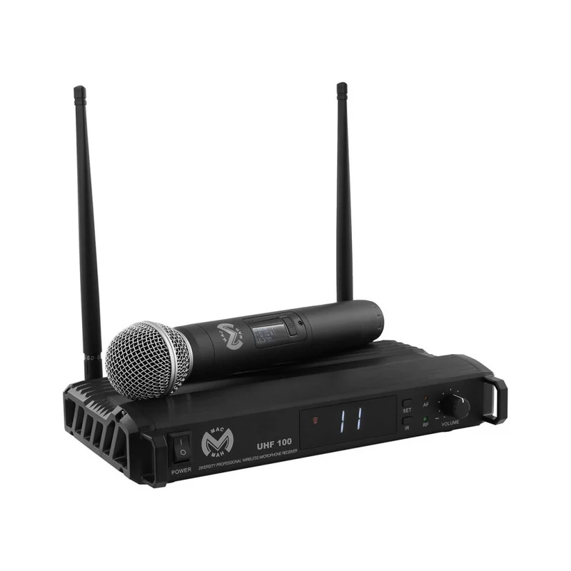 Mac Mah Complete wireless microphone, 1 handheld transmitter and 1 receiver, transmission frequencies 660 - 690 MHz