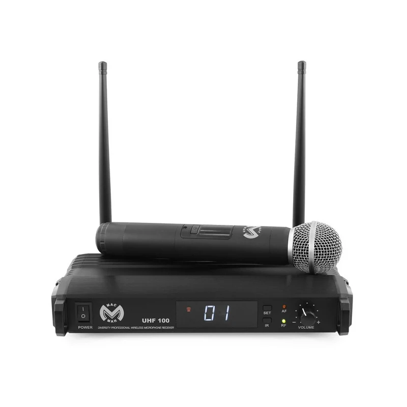 Mac Mah Complete wireless microphone, 1 handheld transmitter and 1 receiver, transmission frequencies 660 - 690 MHz