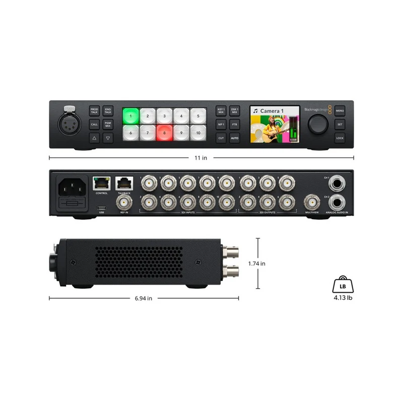 Blackmagic Design High definition live production switcher packed with advanced features - 10x 3G‑SDI inputs - 6x 3G‑SDI aux ou