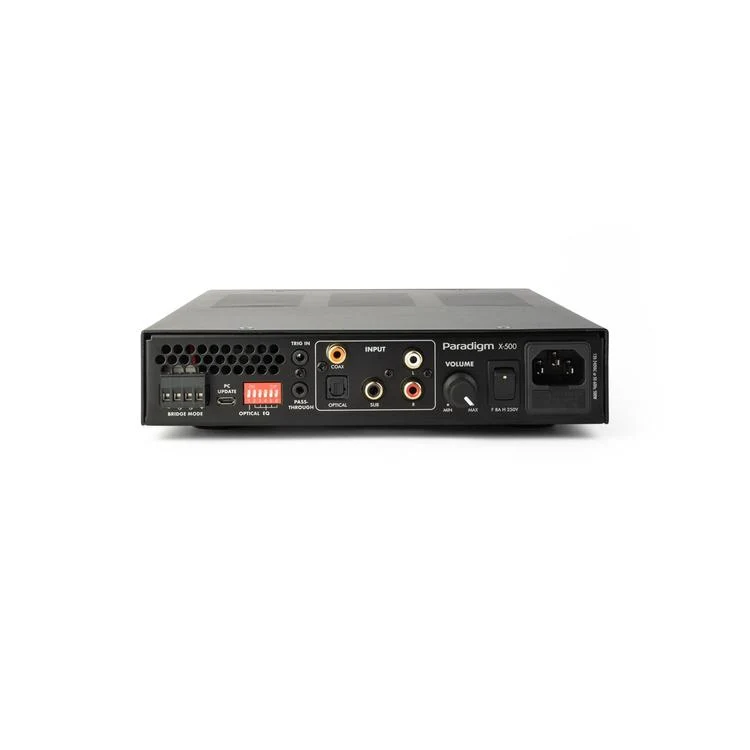 Paradigm X-500 | Amplificateur stéréo - 2 canaux ou monocanal ponté - Jusqu’à 500 watts de puissance - Mince - Noir