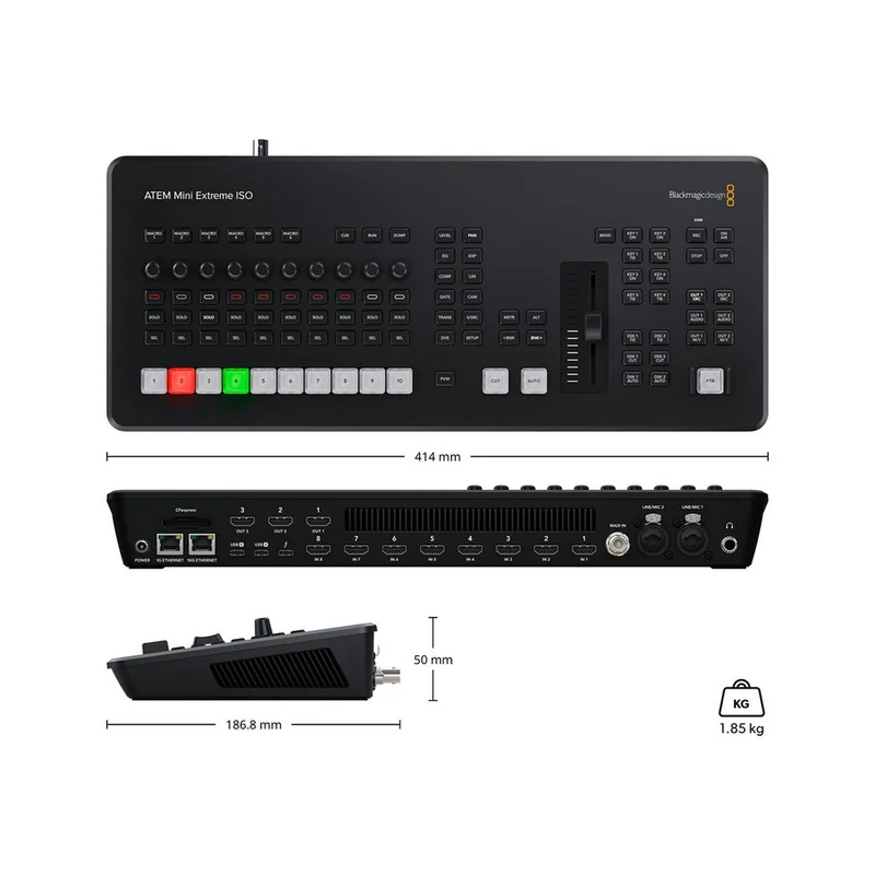 Blackmagic Design Powerful live production switcher, 8 HDMI inputs, 3 HDMI outputs, built-in streaming, multi-view, CFexpress an