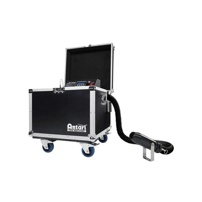 Antari 890 W high output snow machine with 20 m hose, 3-pin and 5-pin DMX, big flight case on castors