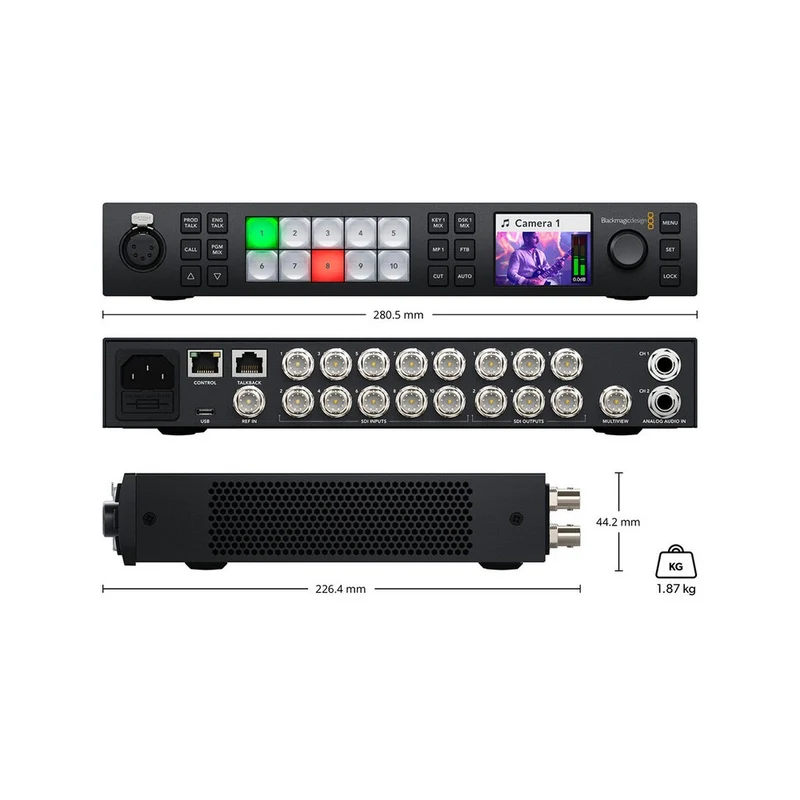 Blackmagic Design Live production switcher, 10 standards converted 12G-SDI inputs, 6 12G-SDI aux outputs, DVE, 4 ATEM advanced k