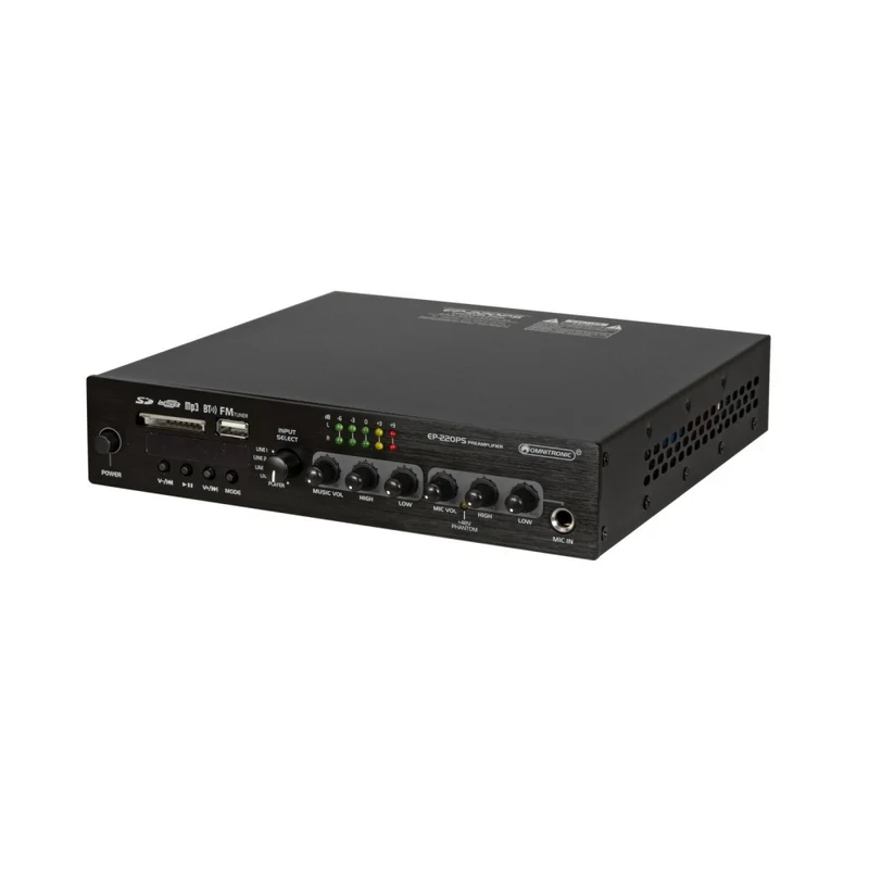 OMNITRONIC EP-220PS Preamplificatore con lettore MP3, Bluetooth e radio FM da 9,5"