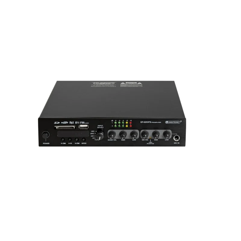 OMNITRONIC EP-220PS Preamplificatore con lettore MP3, Bluetooth e radio FM da 9,5"