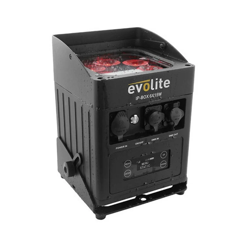 Evolite 6 x 15 W waterproof LED projector battery powered with wireless DMX connection