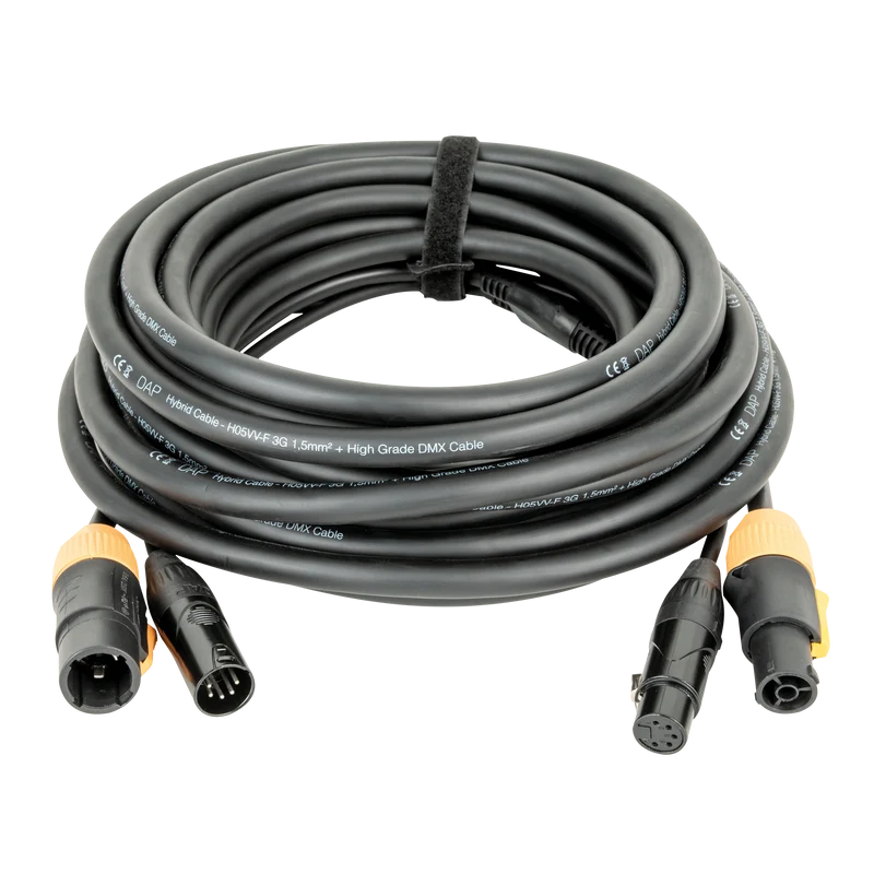 DAP FP23 Hybrid Cable - Power Pro True & 5-pin XLR - DMX / Power 15 m 15 m - nero