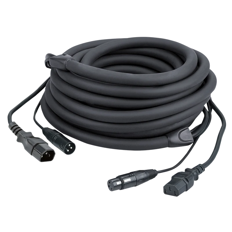 DAP FP12 - IEC/XLR M - IEC/XLR F - DMX / Power 3 m, Black 3 m - nero
