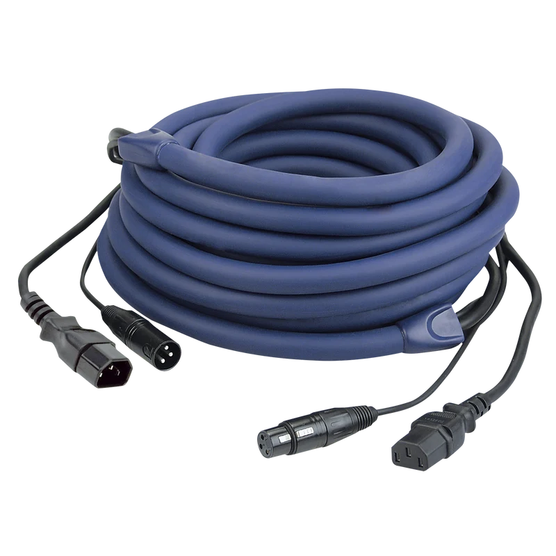 DAP FP12 - IEC/XLR M - IEC/XLR F - DMX / Power 10 m, Blue 10 m - blu