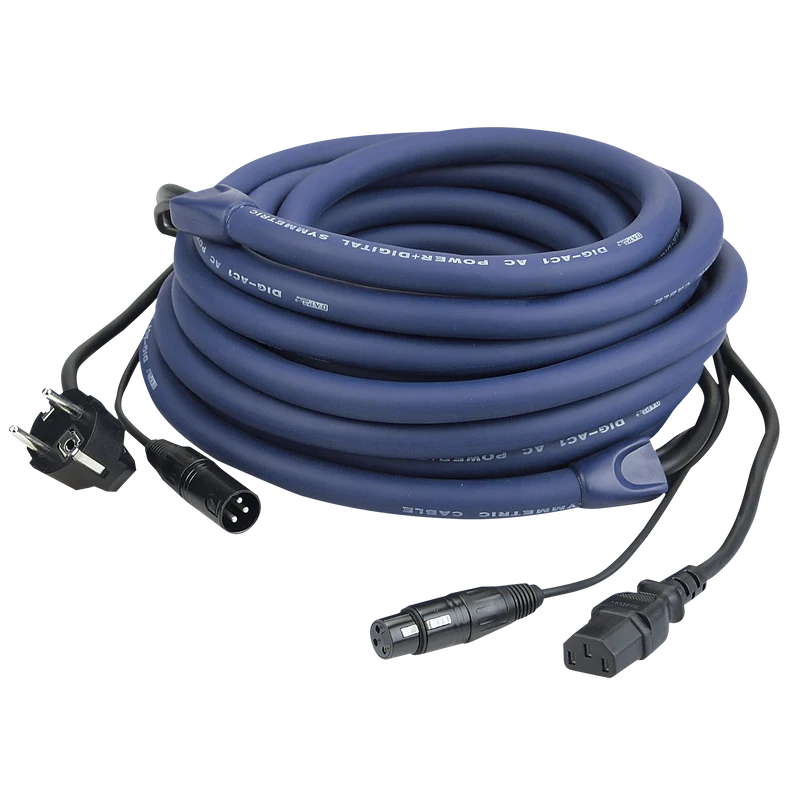 DAP FP04 - Schuko/XLR M - IEC/XLR F - DMX / Power 10 m 10 m - blu