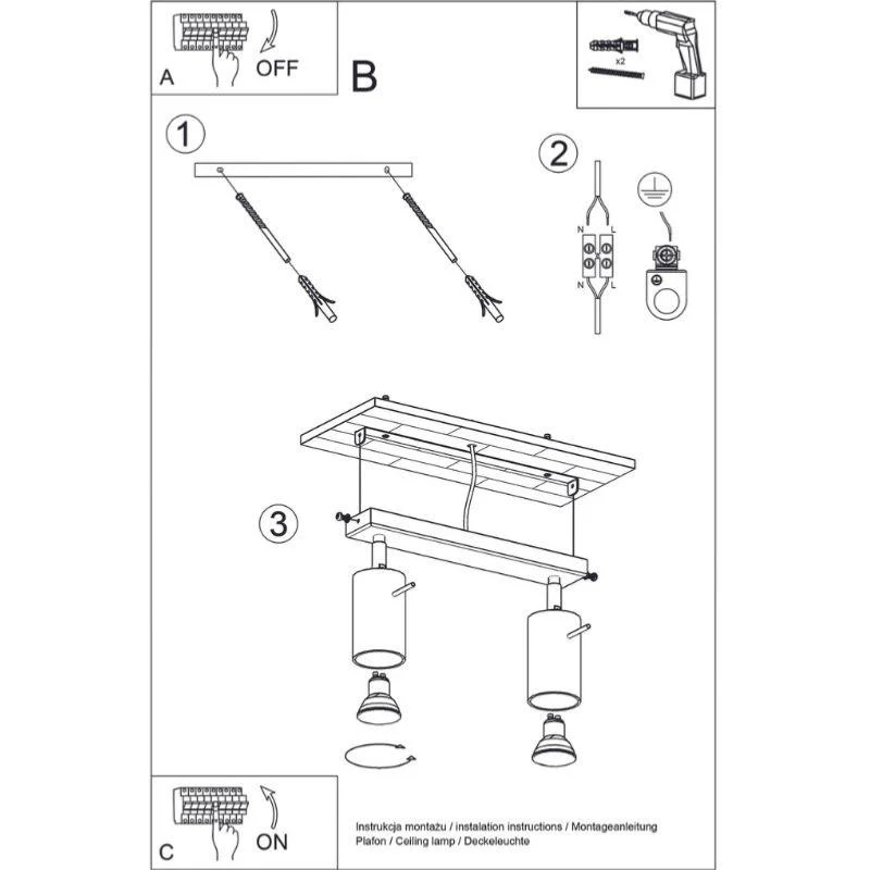 Plafonnier Bois Orientable pour 2 Ampoules GU10