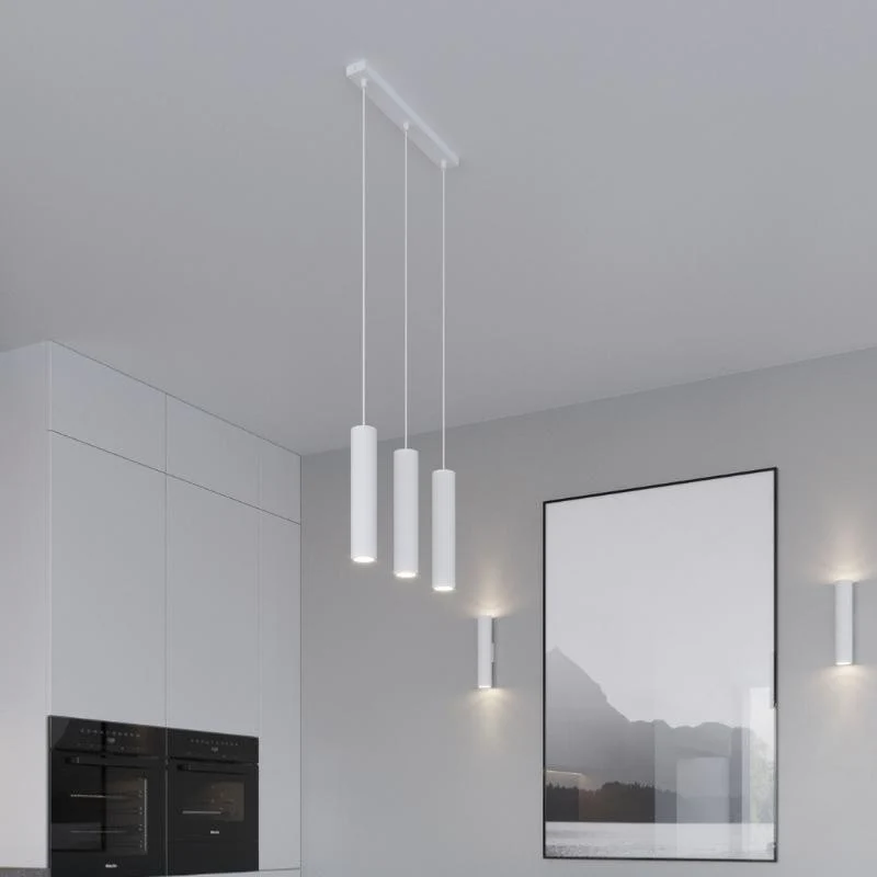 Suspension 3 Lampes Blanc pour Ampoules GU10