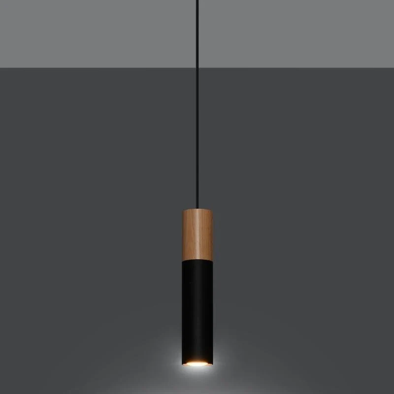 Suspension Lampe Bois Noir pour Ampoule GU10