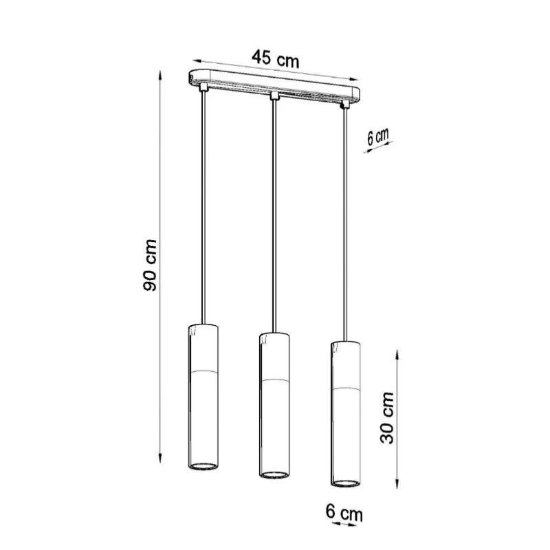 Suspension 3 Lampes Bois Noir pour Ampoules GU10