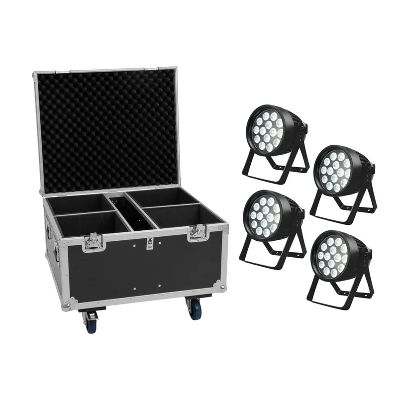 EUROLITE Set 4x LED IP PAR 14x10W HCL + Flightcase