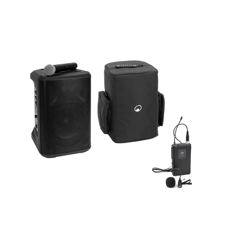 OMNITRONIC Set PORTY-8A Sistema PA Wireless + Trasmettitore Bodypack incl. microfono Lavalier + Soft Bag
