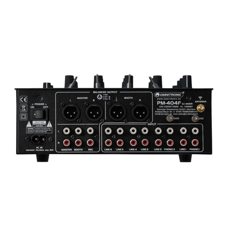 OMNITRONIC PM-404F Mixer DJ a 4 canali con Filtro e Bluetooth