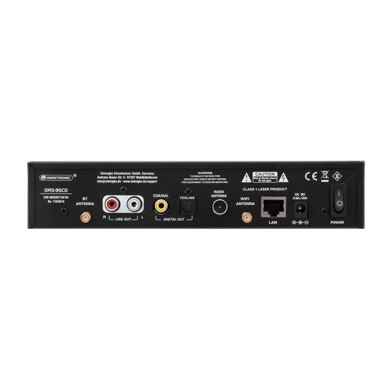 OMNITRONIC DRS-95CD Radio Internet con DAB+, Bluetooth e Lettore CD