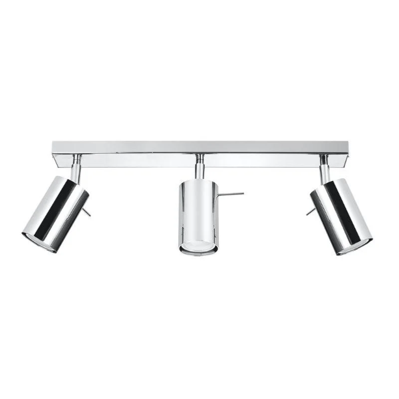 Plafonnier Spot Orientable Inox pour 3 Ampoules GU10