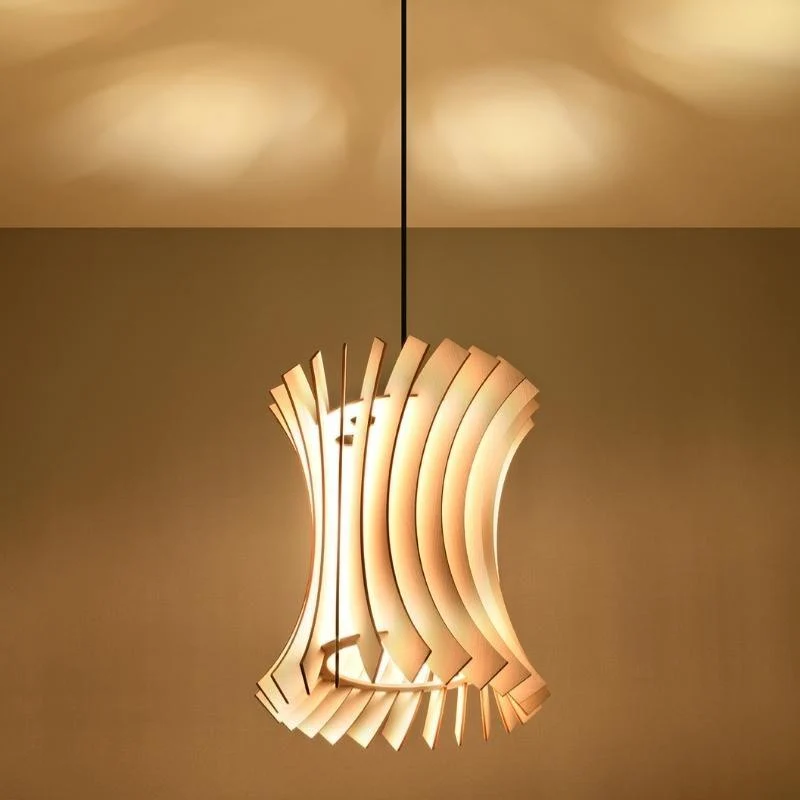 Suspension Bois Cylindre pour Ampoule E27