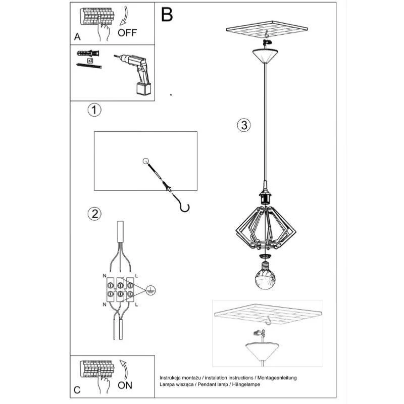Suspension Bois Prisme pour Ampoule E27