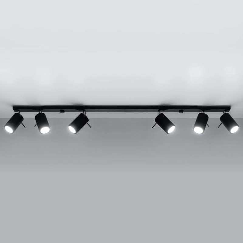 Plafonnier Spot Orientable Noir pour 6 Ampoules GU10