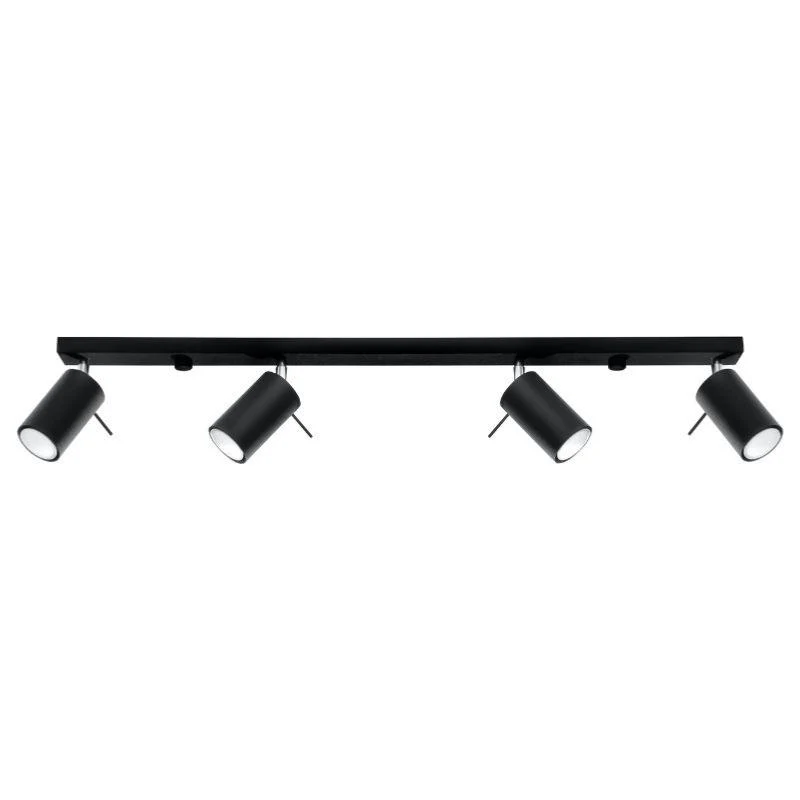 Plafonnier Spot Orientable Noir pour 4 Ampoules GU10