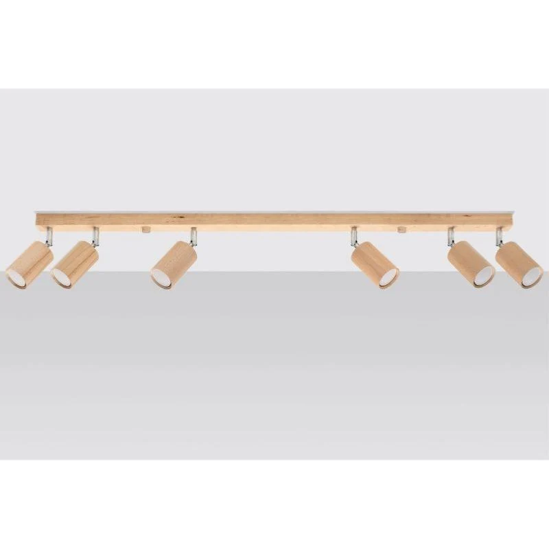 Plafonnier Bois Orientable pour 6 Ampoules GU10