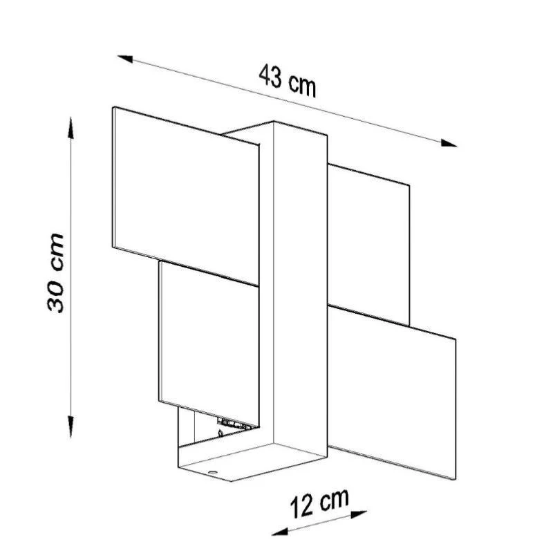 Applique Murale Bois Blanc Rectangles de Verre pour Ampoule E27