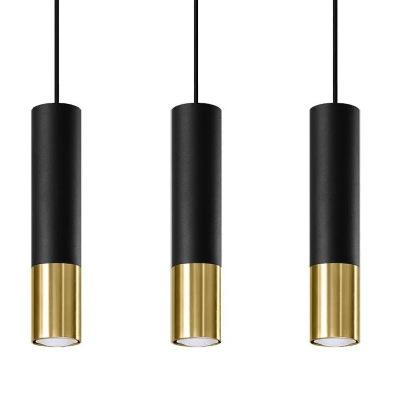 Suspension 3 Lampes Noir Or pour Ampoules GU10