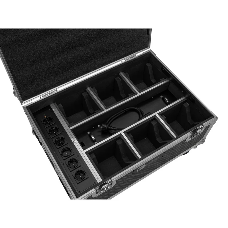 ROADINGER Flightcase 6x AKKU IP TL-3 QCL Trusslight CRMX con funzione di ricarica e ruote