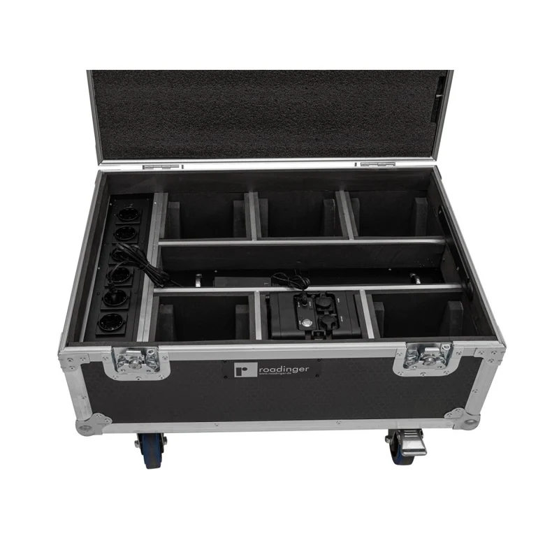 ROADINGER Flightcase 6x AKKU IP TL-3 QCL Trusslight CRMX con funzione di ricarica e ruote